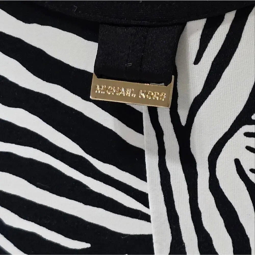 Michael Kors Womens Zebra Print High‎ Cut Scoop Back One Piece Swimsuit Size 10 - Picture 10 of 11